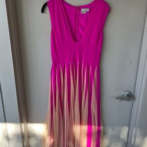 Vibrant Pink and Cream Maxi Dress